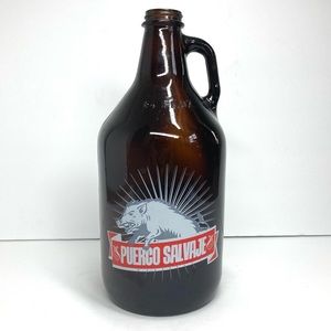 Glass Beer Growler Amber 64 oz 11" Tall Decorative Home Decor